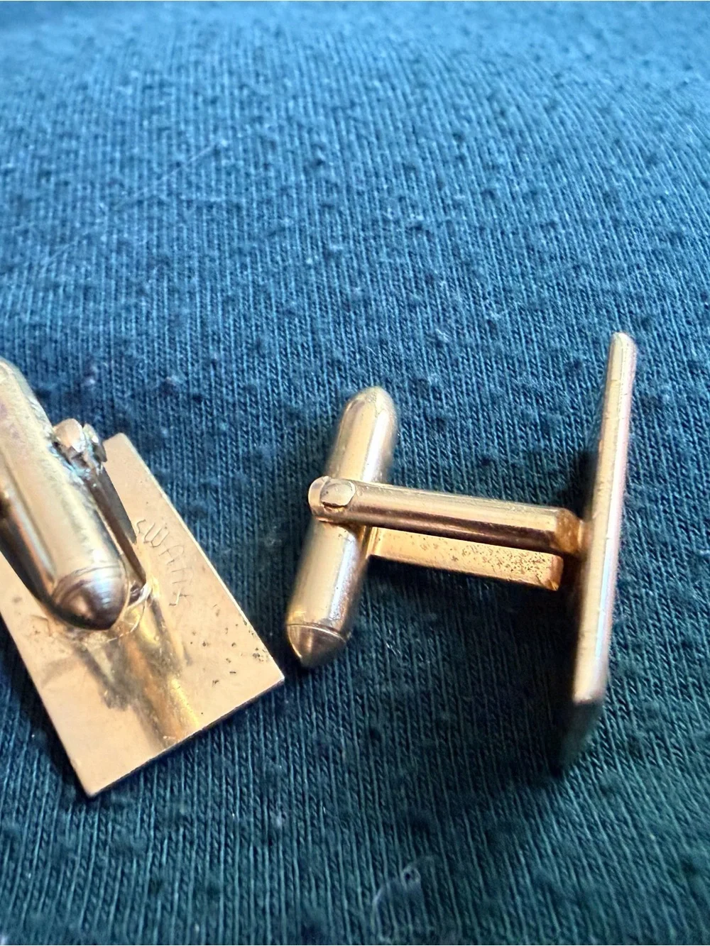 Mid Century Modern Vintage Swank Gold- Plated Cufflinks Geometric Design